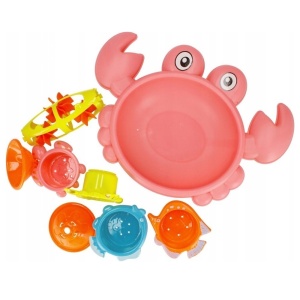 Jucarie pentru baie, in forma de Crab, cu alte 5 jucarii interioare, copii 3 ani+, plastic, 21x30x5 cm, albastru/roz - Img 6