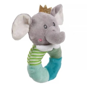 Jucarie pentru copii in forma de elefant, Cu zornaitoare, Plus, Poliester, 14x6x25cm, Gri - Img 2