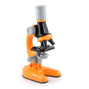 Kit cu Microscop biologic si accesorii, pentru copii, zoom 100x, 400x, 1200x, portocaliu/albastru - Img 1