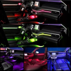 Kit lumini ambientale auto RGB 18 in 1, benzi acrilic, wireless - Img 3