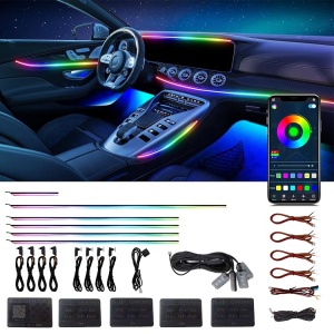 Kit lumini ambientale auto RGB interior 18 in 1 cu control din aplicatie