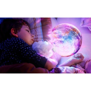 Lampa de veghe 3D, Model Luna cu suport de lemn, lumina multicolora, Telecomanda - Img 5