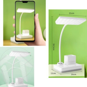 Lampa LED model 1945 pentru birou 4W, cu suport pixuri, reglabila, 3 moduri de iluminare, dimabila, alb - Img 10