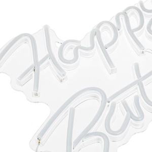 Lampa LED neon, lumina de culoare alba calda, model HAPPY BIRTHDAY, 40.8x29.5 cm, alb - Img 5
