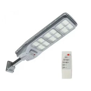 Lampa solara cu telecomanda si suport, 100/150/200W, senzor de miscare, 3/6/12 cadrane, 108 LED-uri, 6000k, 10000lm, IP66, 31x19, gri - Img 6