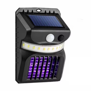 Lampa solara de perete 2 in 1, cu sistem anti tantari, Lumina alba si violet