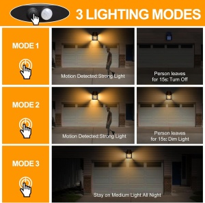 Lampa solara de perete cu senzor de miscare si 3 moduri de iluminare, Protectie IP65, Lumina alb cald - Img 6