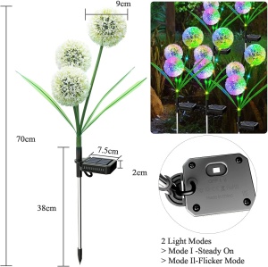 Lampa solara decorativa model papadie pentru gradina cu lumina multicolora - Img 10