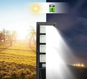 Lampa solara stradala 4 casete 1254 LED, Putere 400W, Senzor de lumina, miscare si telecomanda - Img 4