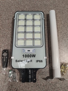 Lampa solara stradala, putere 1000W, cu telecomanda, IP66, senzor de lumina si miscare, gri-negru - Img 5
