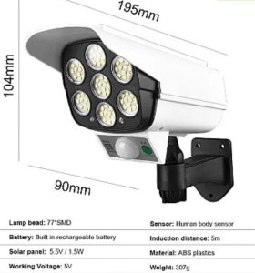 Lampa solara tip camera de supraveghere, Senzor de lumina si miscare, Telecomanda - Img 8