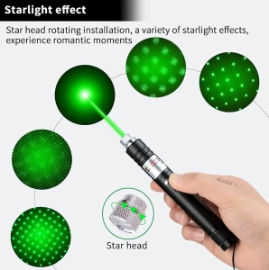 Lanterna cu laser, pointer verde puternic, cu acumulator Li-ion 8800mAh si incarcator, bate pana la 16 km, negru - Img 3