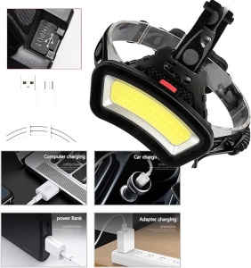 Lanterna de cap LED COB,Reincarcabila USB,Banda Ajustabila - Img 5