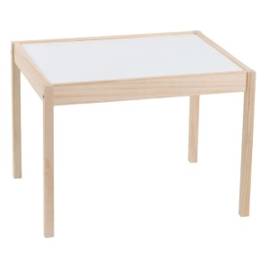 Masa din lemn, cu suprafata alba, pentru copii, Dimensiuni 62x49x45cm, alb