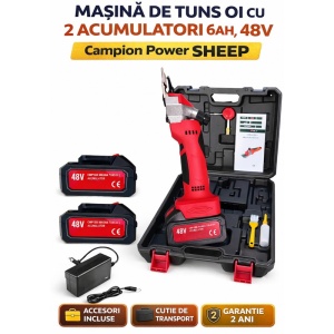 Masina de tuns oi CAMPION Profesional, fara fir cu 2 acumulatori 48V 6000mAh, Putere 1000W - Img 9