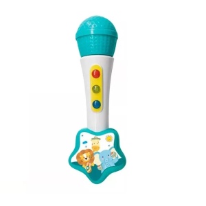 Microfon distractiv Animal Star, cu melodii, pentru copii 1.5 ani+, alb-albastru - Img 1