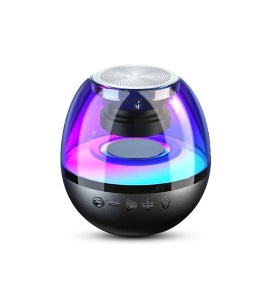 Mini boxa portabila cu extra bass, RGB, sunet 360°, HD, bluetooth 5.0, USB Type-C, negru - Img 1