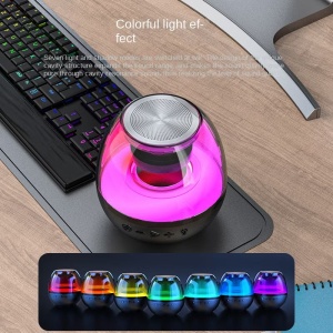 Mini boxa portabila cu extra bass, RGB, sunet 360°, HD, bluetooth 5.0, USB Type-C, negru - Img 2