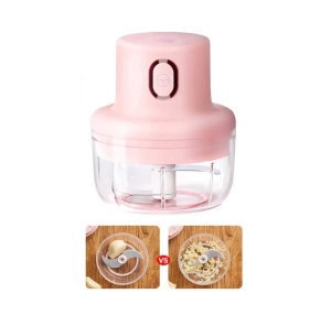 Mini tocator electric pentru alimente, 45W, 250 ml, cu incarcare USB, roz - Img 3