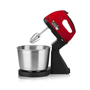 Mixer 2 in 1, RAF R6637R, de mana si masa, 250W, 7 viteze, 2 teluri, bol de 2L din inox, rosu-negru - Img 2