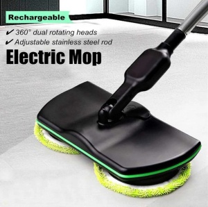 Mop electric fara fir, cu 2 seturi de dischete din microfibra si maner telescopic 130cm, negru - Img 2
