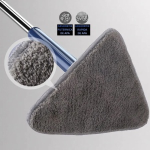 Mop triunghiular, cu stoarcere si rezerva extra, pentru podele, geamuri sau alte suprafete, maner telescopic, albastru - Img 15