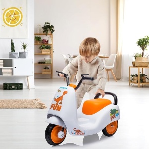 Motocicleta electrica cu 3 roti, pentru copii 2 ani+, baterie 6V4AH+1, 5km/h, plastic, cu difuzor, 50x43x68 cm, galben-portocaliu/alb-portocaliu - Img 9