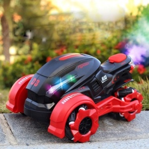 Motocicleta inteligenta de jucarie RC Spray cu aburi, telecomanda, lumini si sunete, rosu cu negru - Img 7