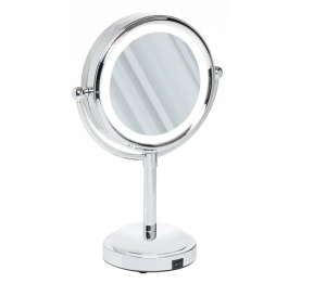 Oglinda Dubla cu Marire,10 becuri LED, USB, rotire 360, 4.5 W, gri - Img 4