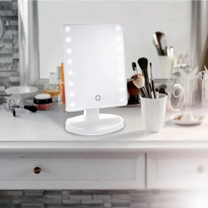 Oglinda pentru machiaj cu suport si 16 becuri LED, Culoare Alb - Img 2
