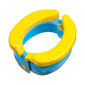 Olita pliabila si reductor WC, Banana Travel Potty, 2 in 1, plastic, 22x12x11 cm, albastru-galben - Img 4
