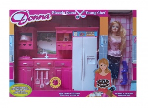 Papusa Donna pentru copii de 3 ani+ cu bucatarie utilata si efecte sonore - Img 1