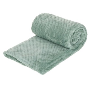 Patura catifelata la atingere pentru pat dublu, model reliefat tip popcorn, 230x220 cm, verde menta