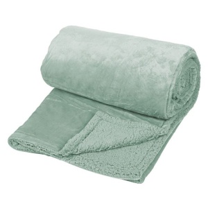 Patura catifelata pentru iarna, cu interior cu aspect sherpa, 200x150 cm, verde - Img 2