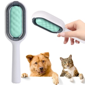 Perie colecatare par pentru caini si pisici, pentru curatare covor, canapea sau haine, umed sau uscat, din silicon, alb-verde - Img 1