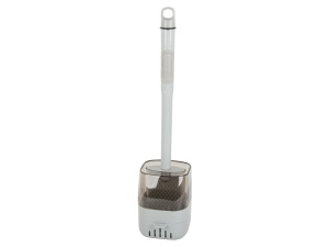 Perie din silicon pentru toaleta, cu dozator de lichid, cu suport, pliabila, gri - Img 1