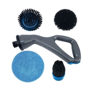 Perie electrica cu cap rotativ, fara fir, vine cu 3 perii si 1 laveta din microfibra, gri - Img 3