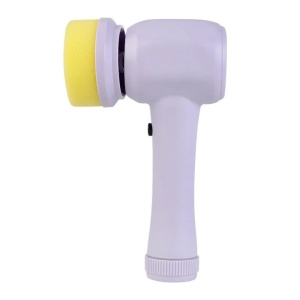 Perie electrica multifunctionala, fara fir, cu 4 capete, incarcare USB, suport, alb-lila - Img 3