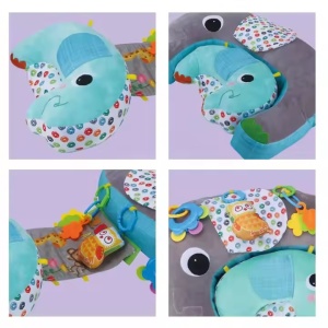 Perna cu activitati pentru bebelusi 0+ luni, 5 in 1, cu jucarii detasabile, in forma de delfin, din plus, Multicolor - Img 6