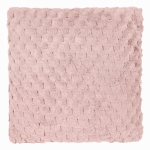 Perna decorativa, pentru canapea sau pat, aspect de blanita cu model reliefat in dungi, 60x60 cm, roz - Img 3