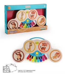 Pian si tobe din lemn, pentru copii 1 an+, 2 in 1, Magic Touch, cu sunete si lumini - Img 7