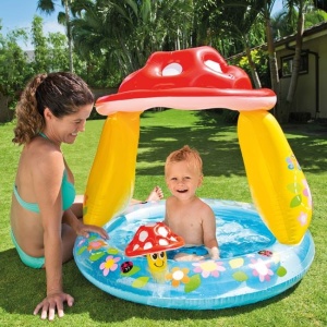 Piscina Acoperita in Forma de Ciuperca, pentru Copii 1 an+, Vinil, dimensiuni Ø102x88cm, multicolor - Img 1
