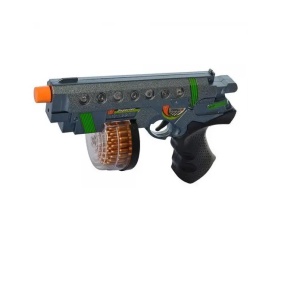 Pistol de jucarie Space Gun, cu efecte sonore, lumini si rezervor gloante, copii 3 ani+, plastic, 23x15x3.3 cm, negru-albastru - Img 3