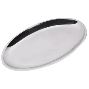 Platou de servire oval din metal, Diametru 30cm, Argintiu