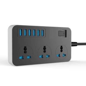 Prelungitor cu 3 prize si 6 USB 3.1A cu impamantare si protectie copii - Img 1