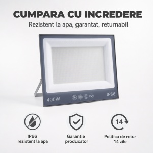 Proiector LED 400W, Iluminat Puternic 40000lm, Pentru exterior sau interior, Protectie IP66 - Img 8