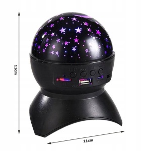 Proiector LED cer instelat, cu difuzor bluetooth, control din telefon, USB, negru - Img 9