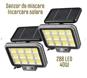 Proiector solar 288LED, 50W, senzor de miscare, HS-8022 telecomanda, 3 moduri de iluminare - Img 5
