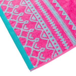 Prosop pentru Plaja, din Bumbac, cu Model Mandala, 150x75cm, Fucsia - Img 2