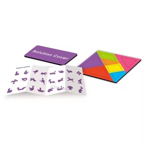 Puzzle Tangram cu 30 de forme, magnetic, pentru copii de 3 ani+, 19x11x1.5 cm, multicolor - Img 5